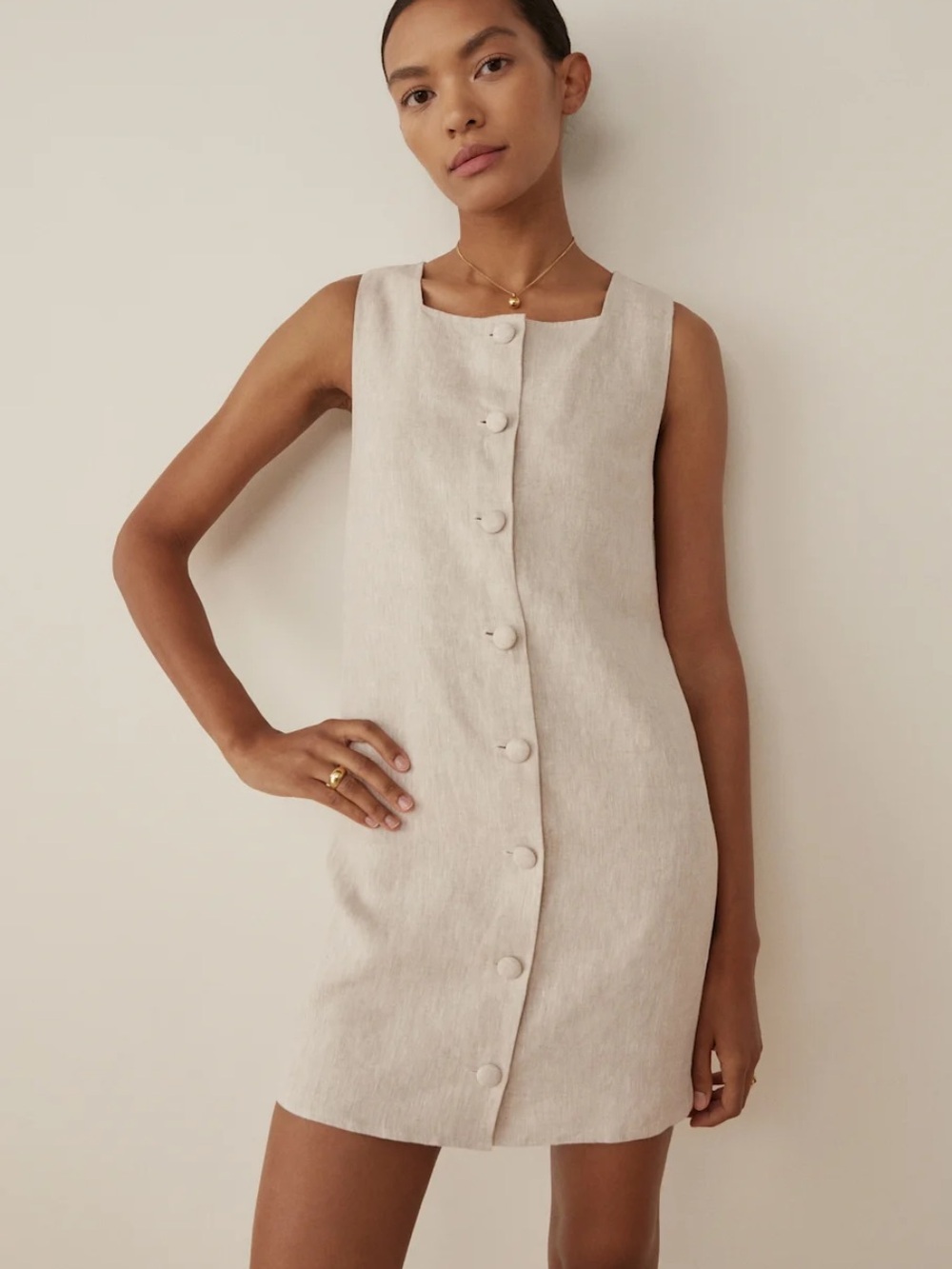 Reformation Danna Linen Dress Oatmeal - Size S